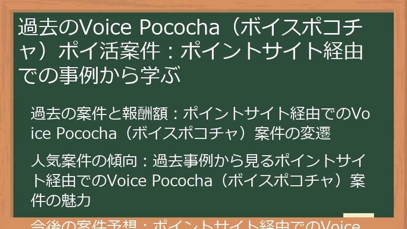 過去のVoice Pococha（ボイスポコチャ）ポイ活案件：ポイントサイト経由での事例から学ぶ