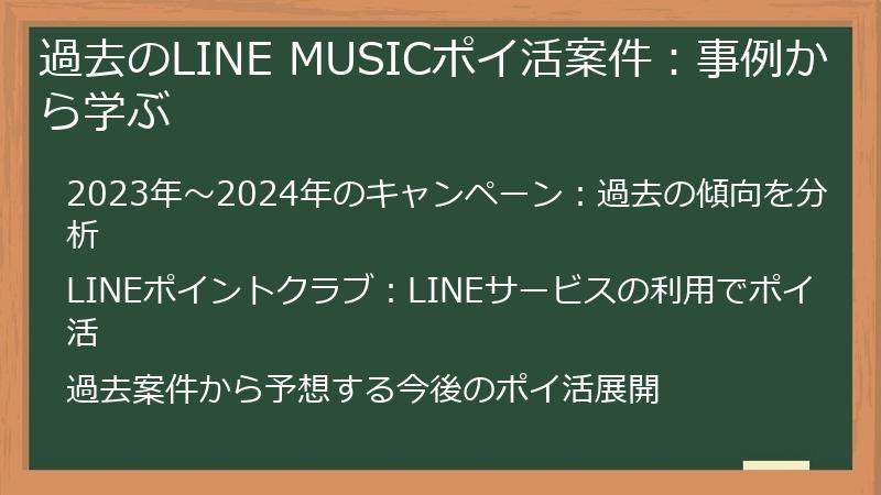 過去のLINE MUSICポイ活案件：事例から学ぶ
