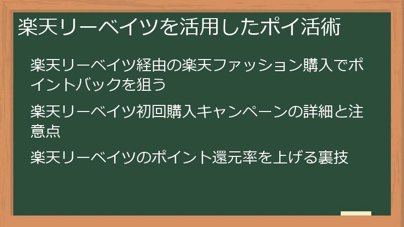 楽天リーベイツを活用したポイ活術