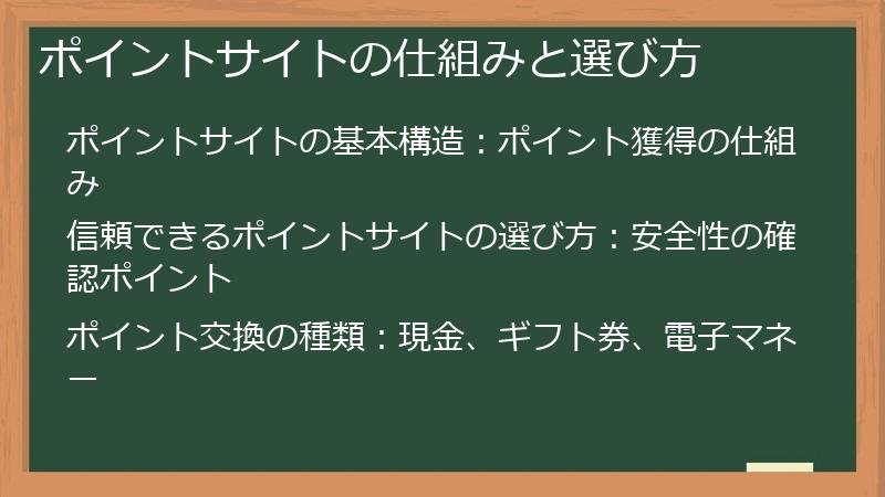 ポイントサイトの仕組みと選び方