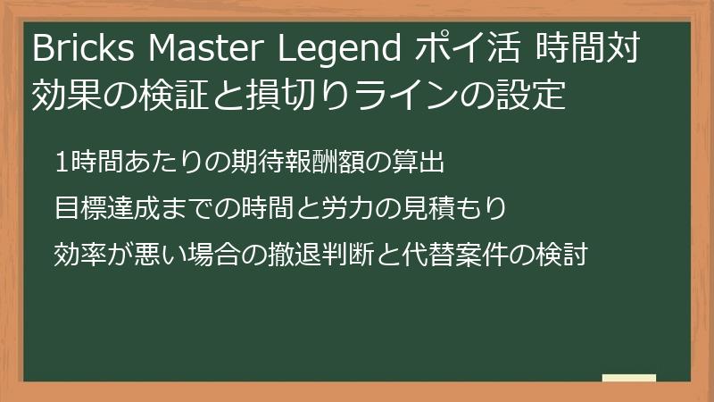 Bricks Master Legend ポイ活 時間対効果の検証と損切りラインの設定