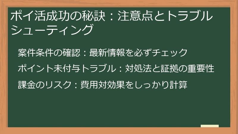 ポイ活成功の秘訣:注意点とトラブルシューティング