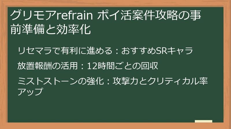 グリモアrefrain ポイ活案件攻略の事前準備と効率化