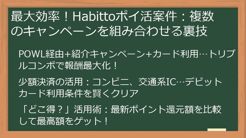 最大効率！Habittoポイ活案件：複数のキャンペーンを組み合わせる裏技