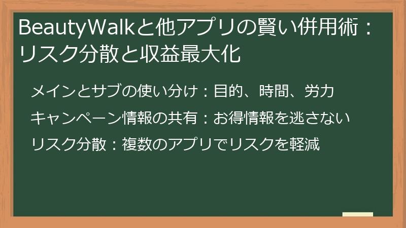 BeautyWalkと他アプリの賢い併用術:リスク分散と収益最大化