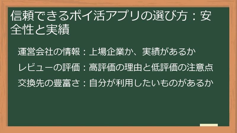信頼できるポイ活アプリの選び方：安全性と実績
