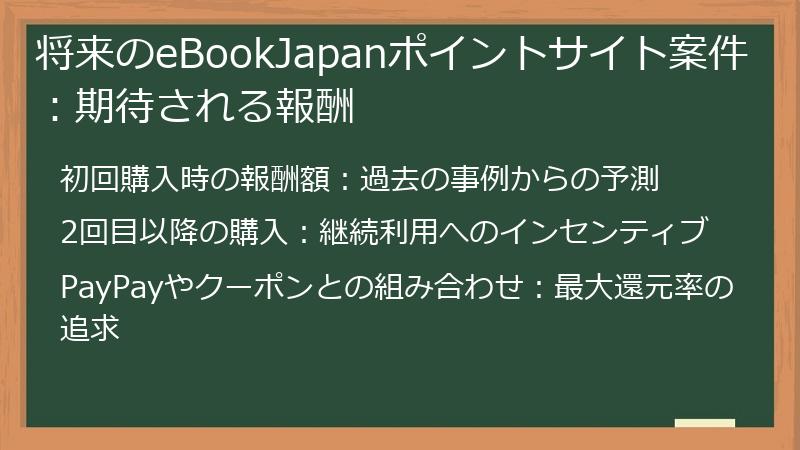 将来のeBookJapanポイントサイト案件：期待される報酬
