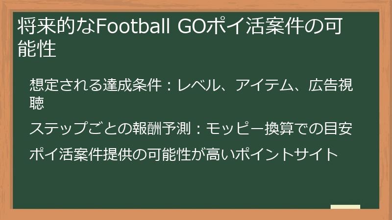 将来的なFootball GOポイ活案件の可能性
