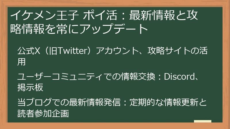 イケメン王子 ポイ活：最新情報と攻略情報を常にアップデート