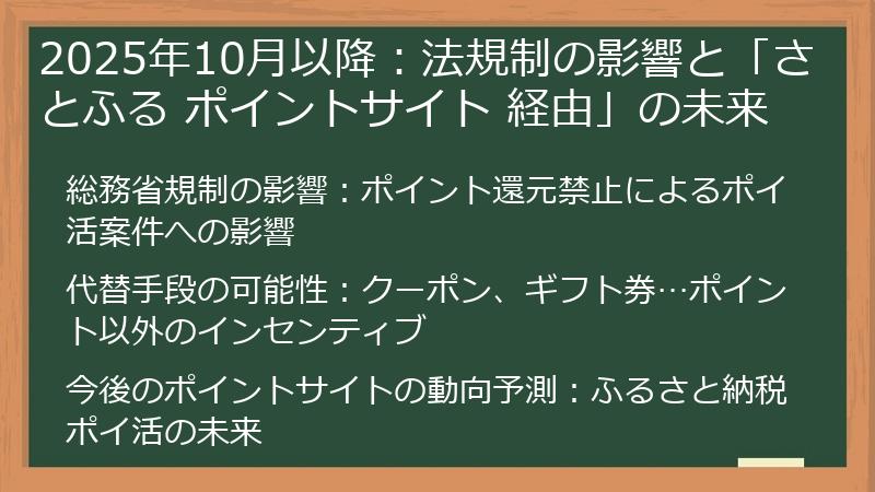 2025年10月以降：法規制の影響と「さとふる ポイントサイト 経由」の未来
