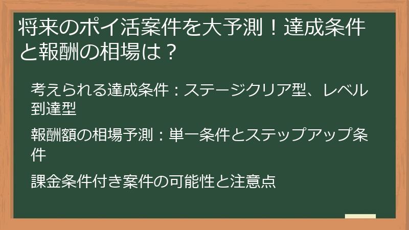 将来のポイ活案件を大予測！達成条件と報酬の相場は？
