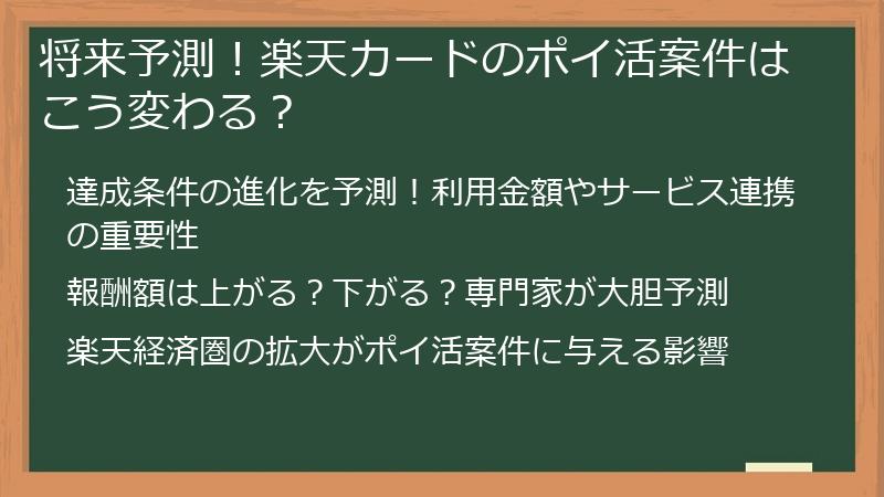 将来予測！楽天カードのポイ活案件はこう変わる？