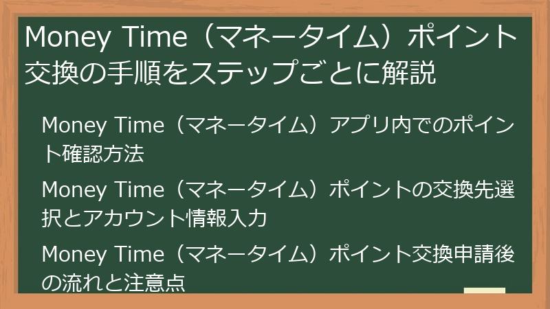 Money Time（マネータイム）ポイント交換の手順をステップごとに解説