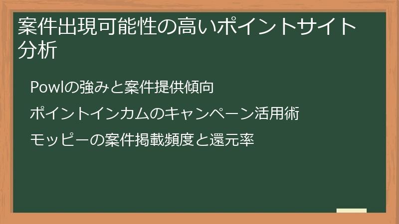案件出現可能性の高いポイントサイト分析