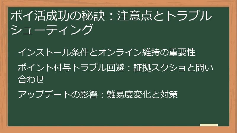 ポイ活成功の秘訣：注意点とトラブルシューティング