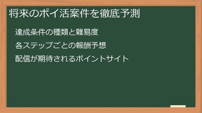 将来のポイ活案件を徹底予測