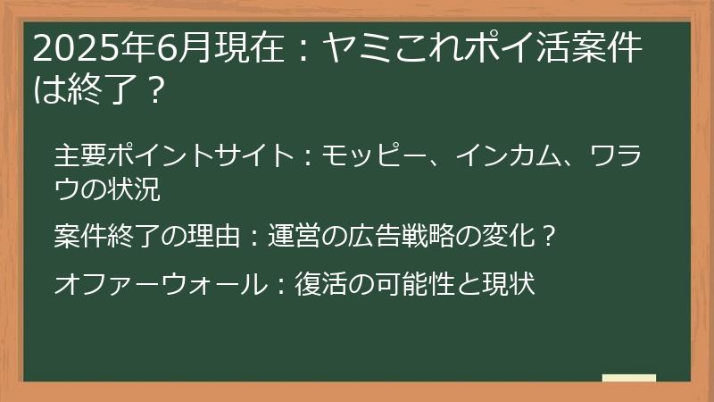 2025年6月現在：ヤミこれポイ活案件は終了？