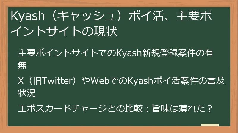 Kyash（キャッシュ）ポイ活、主要ポイントサイトの現状