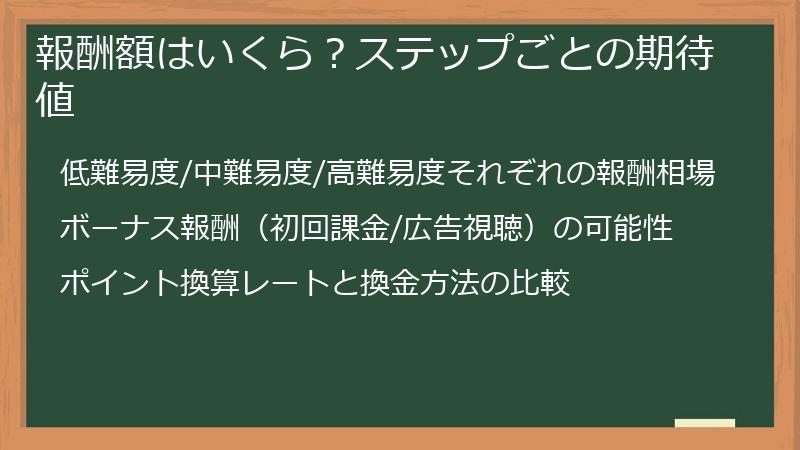 報酬額はいくら？ステップごとの期待値