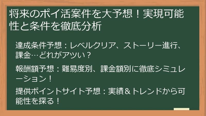 将来のポイ活案件を大予想！実現可能性と条件を徹底分析