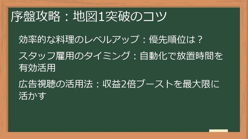 序盤攻略：地図1突破のコツ