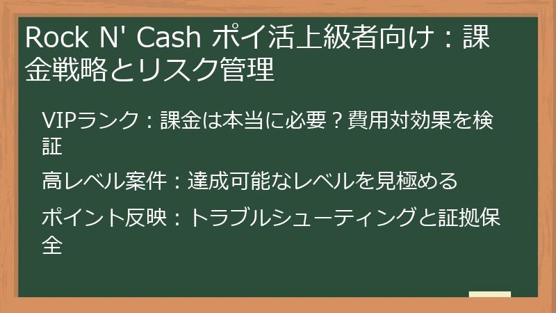 Rock N' Cash ポイ活上級者向け：課金戦略とリスク管理