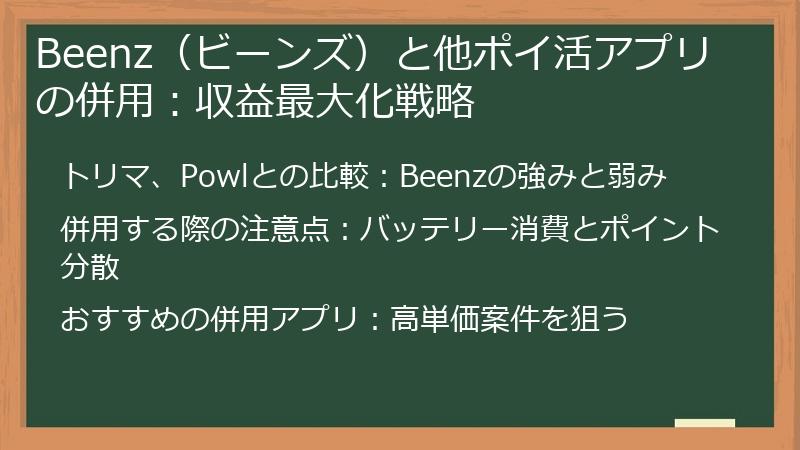 Beenz（ビーンズ）と他ポイ活アプリの併用：収益最大化戦略