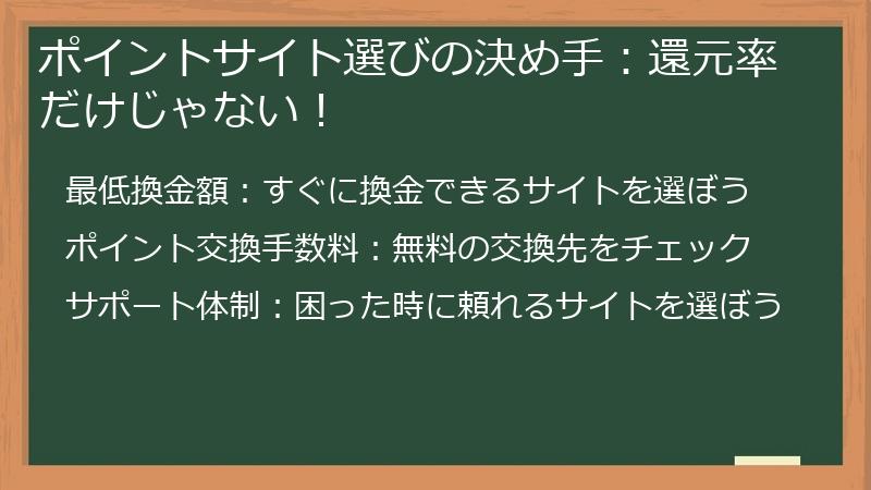 ポイントサイト選びの決め手：還元率だけじゃない！