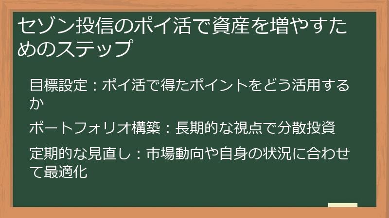 セゾン投信のポイ活で資産を増やすためのステップ