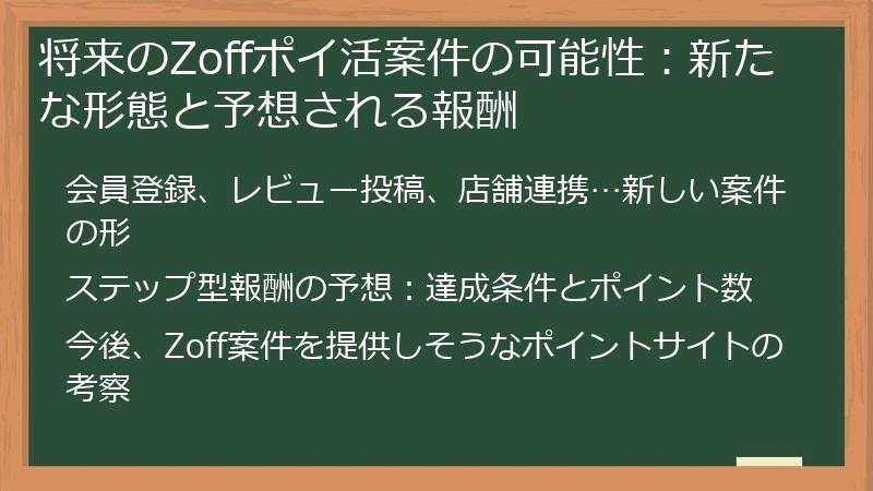 将来のZoffポイ活案件の可能性：新たな形態と予想される報酬