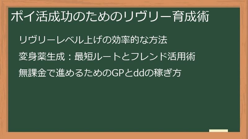 ポイ活成功のためのリヴリー育成術