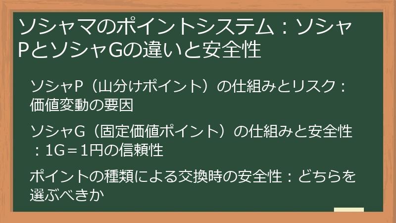ソシャマのポイントシステム：ソシャPとソシャGの違いと安全性