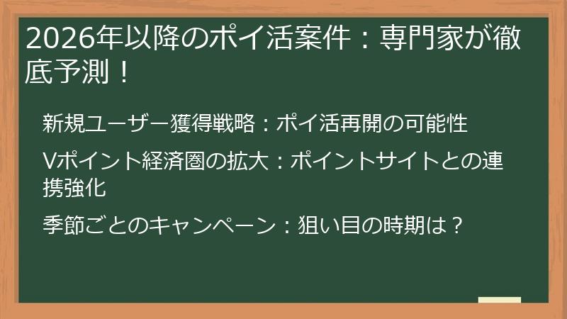 2026年以降のポイ活案件：専門家が徹底予測！