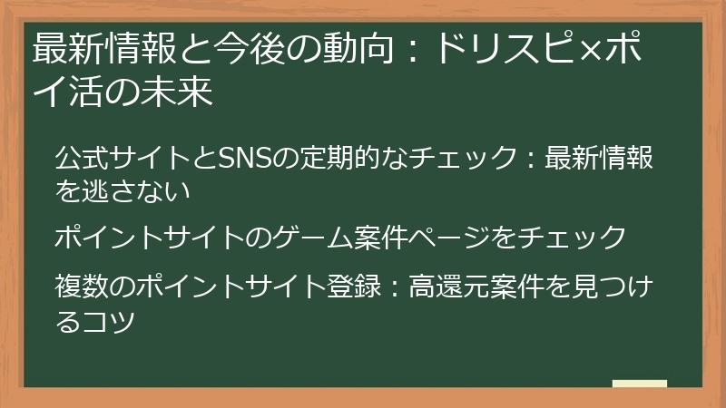 最新情報と今後の動向：ドリスピ×ポイ活の未来