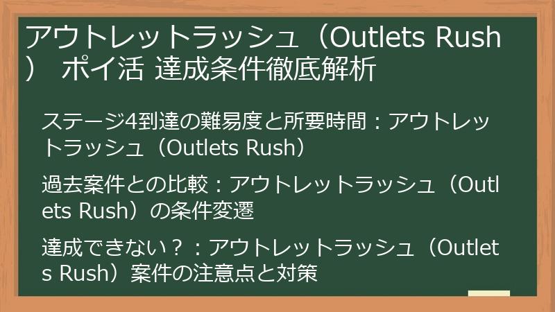 アウトレットラッシュ（Outlets Rush） ポイ活 達成条件徹底解析