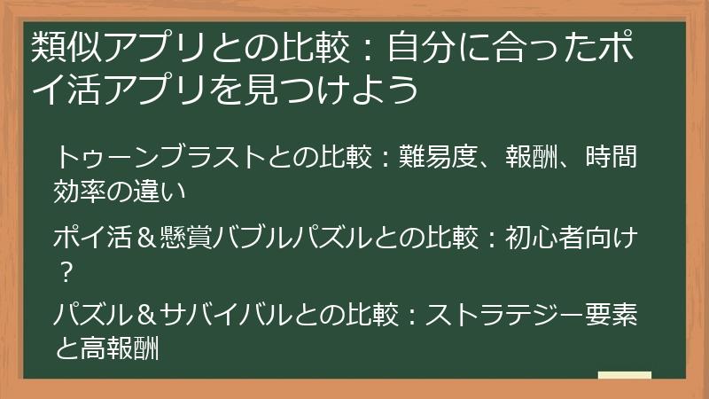 類似アプリとの比較:自分に合ったポイ活アプリを見つけよう