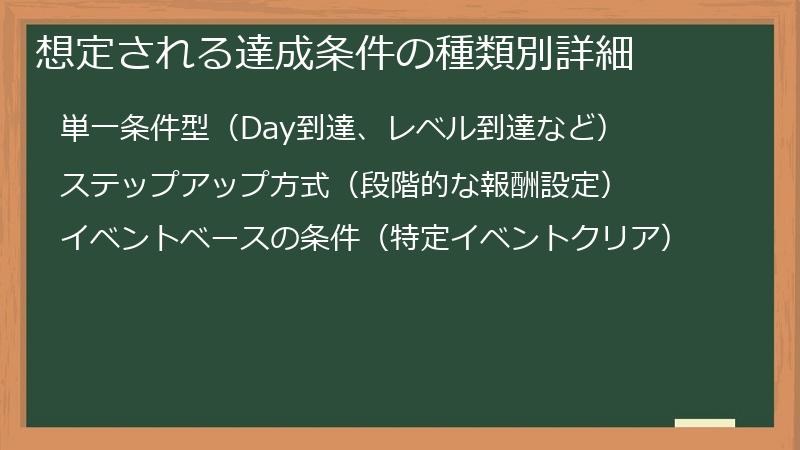 想定される達成条件の種類別詳細