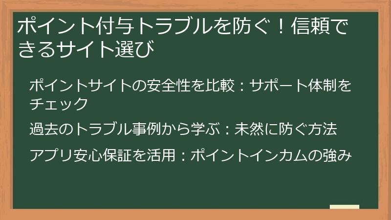 ポイント付与トラブルを防ぐ！信頼できるサイト選び