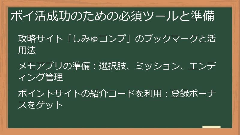 ポイ活成功のための必須ツールと準備