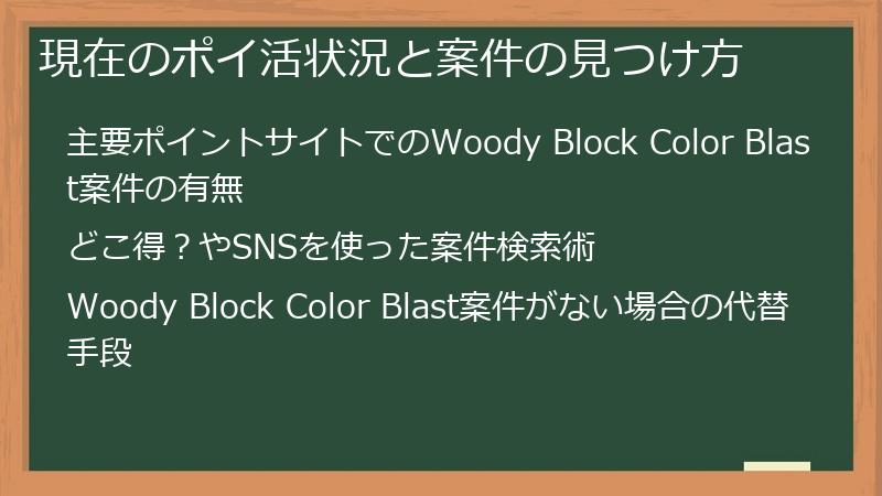 現在のポイ活状況と案件の見つけ方