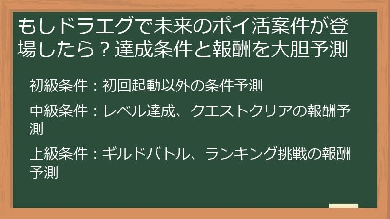 もしドラエグで未来のポイ活案件が登場したら？達成条件と報酬を大胆予測