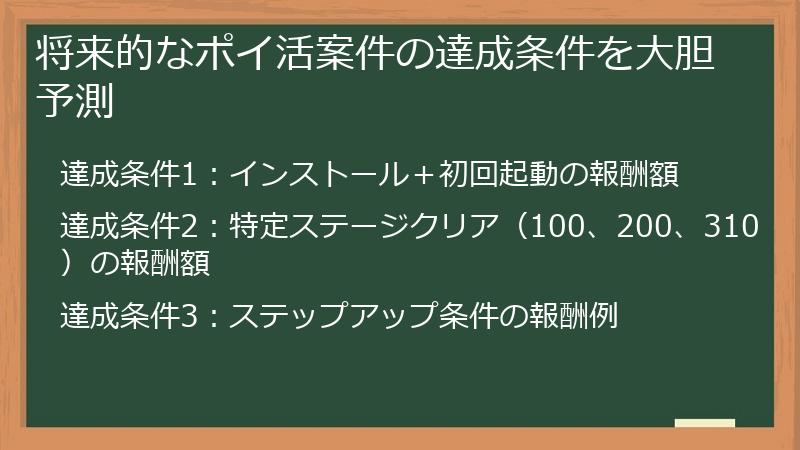 将来的なポイ活案件の達成条件を大胆予測