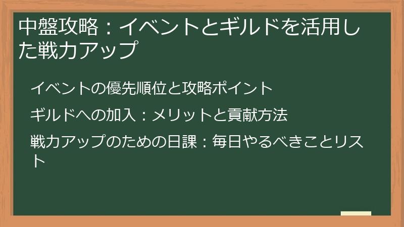 中盤攻略：イベントとギルドを活用した戦力アップ