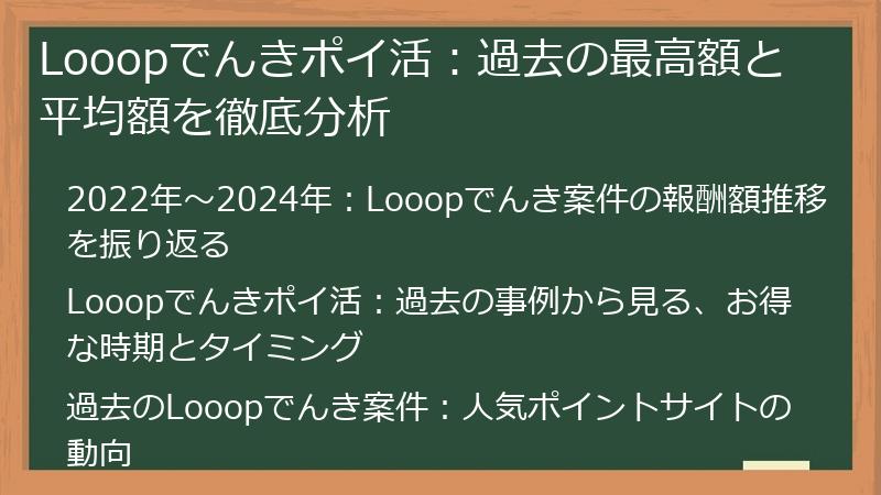 Looopでんきポイ活：過去の最高額と平均額を徹底分析