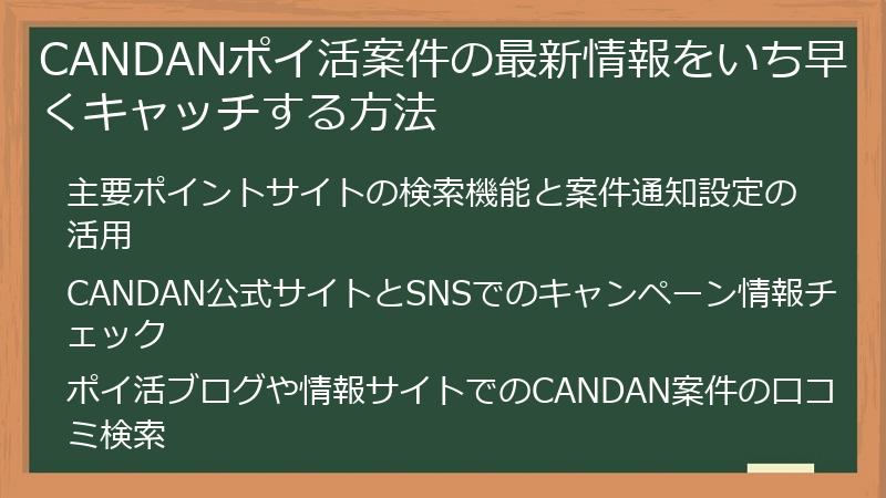 CANDANポイ活案件の最新情報をいち早くキャッチする方法