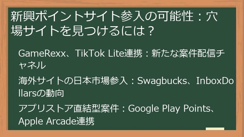 新興ポイントサイト参入の可能性：穴場サイトを見つけるには？