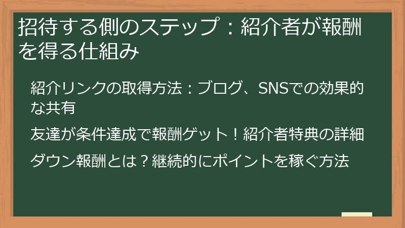 招待する側のステップ：紹介者が報酬を得る仕組み