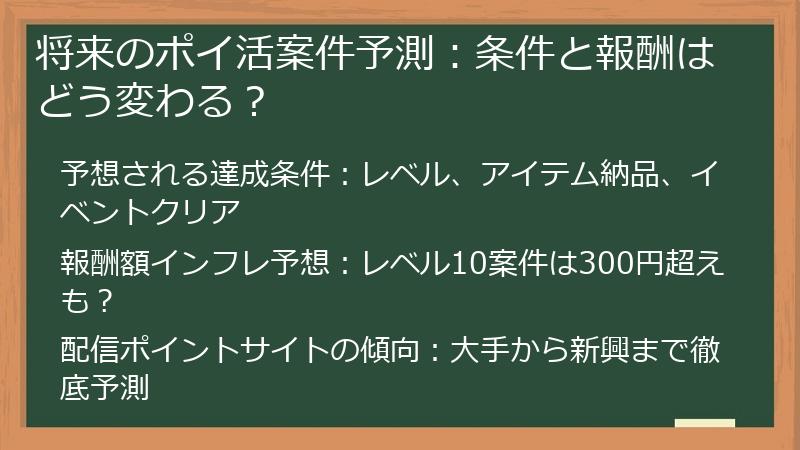 将来のポイ活案件予測：条件と報酬はどう変わる？