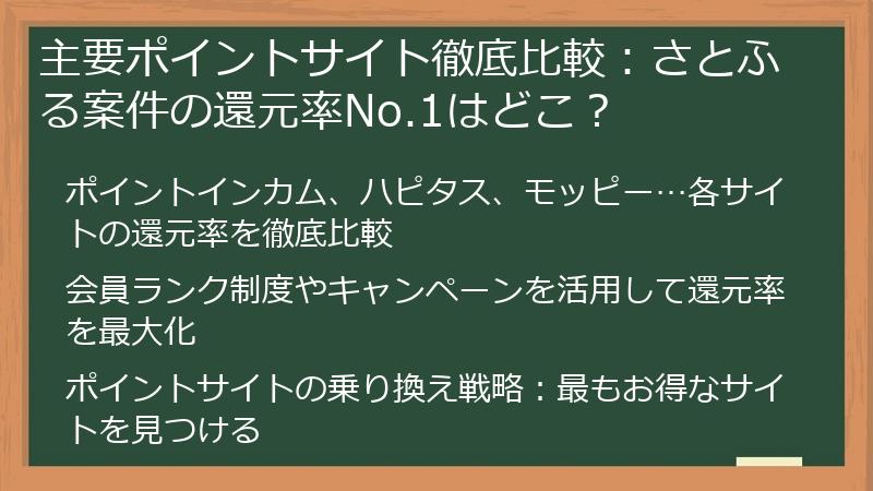 主要ポイントサイト徹底比較：さとふる案件の還元率No.1はどこ？