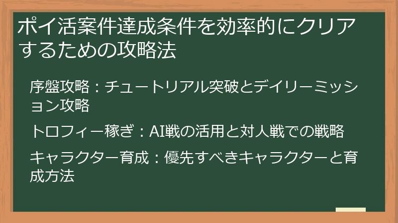 ポイ活案件達成条件を効率的にクリアするための攻略法